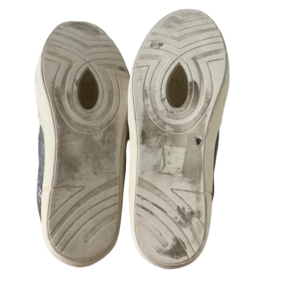Miz Mooz Serapina metallic snake print slip on fashion sneakers size 8.5